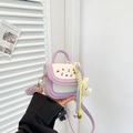 Cute purple and white girl's crossbody bag with cherry prints and cloud charm - With Pendant / Purple