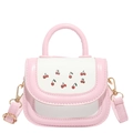 Pink and white cherry print mini crossbody handbag with detachable strap for girls - No Pendant / Pink
