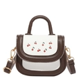 Mini tote bag with cherry print and contrast design for women, stylish crossbody handbag - No Pendant / Brown