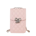 Mini borsa a tracolla trapuntata rosa con fiocco argentato e cinturino a catena - Rosa