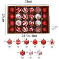 Detailed view of 24pcs Christmas ball set with red and white patterns and 6cm dimensions - Set of 24 / Red