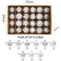 24-delige zilveren en witte kerstballenset met diverse texturen en maatspecificaties - 24-delige set (6cm) / Zilver