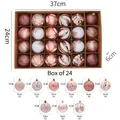 Set van 24 gesorteerde roségouden en witte kerstballen van 6 cm met diverse afwerkingen - 24-delige set (6cm) / Roségoud