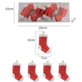 Set di 4 calze di Natale rosse a quadri per albero, dimensioni 10x7cm per decorazione - Ciondolo Calza di Natale / Rosso
