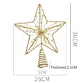 Golden hollow iron Christmas tree star topper with decorative pearls, 25cm width - 25cm Bead Chain Tree Topper Star / Gold