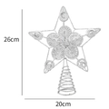 Silberner Glitzer-Stern für Tannenbäume, 26 cm hoch mit filigranem Draht-Muster und Feder - 20cm Stil / Silber