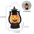 Halloween pumpkin lantern lamp in black vintage frame with LED glow light, 12CM height - 7.5cm / Evil Smile Style