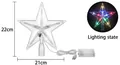 22cm Weihnachtsbaumspitze Stern mit USB-Batteriebetrieb und bunten LED-Lichtern - 21cm