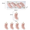 Pink plaid Christmas stocking ornaments set of 4 in transparent box with size markings - Christmas Sock Pendant / Rose Gold