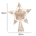 Glitzernde champagner-goldene Christbaumspitze als Stern mit runden Mustern, Größe 26x20cm - 20cm Stil / Roségold