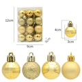 Golden 24PCS Christmas ball set with glitter, matte, shiny and checkered finishes - Gold