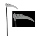 Halloween Sensenmann Sense mit 3D-Totenkopf-Reliefdetails und langem schwarzem Griff - Sense