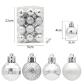 24PCS silver Christmas ball ornaments in shiny, matte, glitter and faceted finishes - Silver
