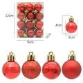Set of 12 red Christmas baubles 3cm in diameter with matte glitter and glossy finishes - Red