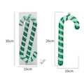 Green electroplated and white glitter spiral Christmas candy cane ornaments with dimensions - Large Cane / Green
