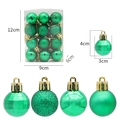 24-piece set of green Christmas ball ornaments in shiny, matte, and glitter finishes - Green