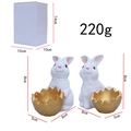Figurines lapin de Pâques en résine avec dimensions du produit et détails de l'emballage - Style Lapin Coquille d'œuf / Une Paire