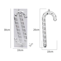 Christmas candy cane hanging ornaments with white sequins and silver spiral details - Large Cane / Silver