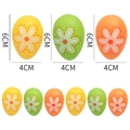 Easter plastic eggs in yellow, green, and orange with floral patterns, 6cm x 4cm size - White Floral Pattern (080-6)
