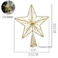 Goldener Stern für den Christbaum mit LED-Lichtern und Perlenkette, 30cm hoch - 25cm Baumspitze Stern Mit Licht Und Perlen / Gold Mit Licht