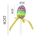 Braided nylon Easter egg pick in red, blue, green, and yellow with a yellow ribbon bow - 22cm / Colorful
