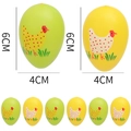 Set di 6 uova di Pasqua in plastica verdi e gialle con stampa gallina, 6x4cm - Motivo Gallina (026-6) / Verde e Giallo