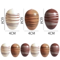 Set di uova di Pasqua decorative in plastica beige e marrone con motivi a spirale - Motivo a Strisce (054-6) / Serie Caffè