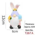 Easter gnome figurine with rabbit ears and blue egg, resin decor, 12cm tall - 12cmx6cmx6cm / Purple Ear with Flower (T267A)