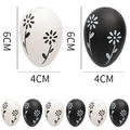 Set di 6 uova di Pasqua bianche e nere con motivi a margherita, decorazione da 6 cm - Motivo Margherita (045-6) / Combo Bianco e Nero