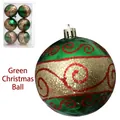 Set di 6 palline di Natale verdi con strisce glitterate dorate e motivi a spirale rossi - Set Standard / Oro Verde