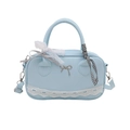 Sac bowling bleu clair avec dentelle et nœud décoratif, style minimaliste élégant - Bleu clair