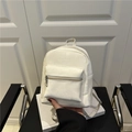 Mini cream white PU leather backpack with adjustable straps and front zipper pocket - White Without Pendant