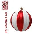 6PCS set of 8cm red and white striped painted Christmas balls for tree decoration - Red and White Pumpkin Ball (s35)