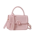 Borsa quadrata minimalista rosa chiaro con tracolla regolabile e targhetta decorativa - Rosa