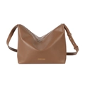 Borsa Boston marrone in pelle opaca con cerniera a V e tracolla regolabile - Marrone