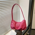 Borsa sottobraccio rosa con pieghe e design minimalista per uno stile alla moda - Rosa Rosso
