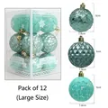 Set di 12 palline di Natale verde menta con trame a stella e fiocco, diametro 7,8 cm - 8cm (12 pezzi/scatola) / Blu lago
