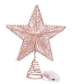 Estrella para árbol de Navidad en oro rosa con estructura de hierro, purpurina y luces LED - Rosa oro