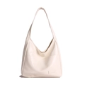 Borsa hobo bianco crema in pelle lucida con design minimalista e grande capacità - Bianco