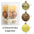 Set di 12 grandi palline di Natale in oro, rosso e giallo con diametro di 9 cm - 8cm (12 pezzi/scatola) / Oro