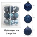 12-pack dark blue Christmas balls with star and diamond embossed textures for tree decor - 8BDCL12-H6 / 12 Pieces/Pack (8cm) / Midnight Blue
