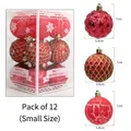 Red Christmas ornaments 12pcs set with star relief and marble texture hanging balls - 6BDCL12-H6 / 12 Pieces/Pack (6cm) / Red