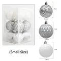 Set of 12 small silver and white Christmas tree ornaments with stars and geometric textures - 6BDCL12-H6 / 12 Pieces/Pack (6cm) / Silver