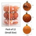 12-pack of small orange Christmas ball ornaments with star and diamond patterns - 6BDCL12-H6 / 12 Pieces/Pack (6cm) / Orange & Yellow