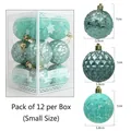 12-pack of Tiffany blue Christmas ball ornaments with embossed star and diamond patterns - 6BDCL12-H6 / 12 Pieces/Pack (6cm) / Lake Blue