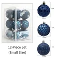 12-pack dark blue Christmas ornaments featuring embossed star and glitter patterns - 6BDCL12-H6 / 12 Pieces/Pack (6cm) / Midnight Blue