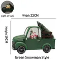 Camión navideño vintage verde con muñecos de nieve y árbol nevado con luz LED, 22x19cm - Estilo Camión Verde Muñeco de Nieve / Ancho 22CM Alto 19CM