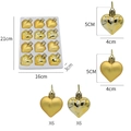 Set di 12 decorazioni natalizie a cuore dorate con finitura lucida e satinata - Oro