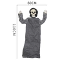 Decorazione di Halloween scheletro appeso in veste grigia, sonoro, misura 110x60cm - Teschio / 110cm x 60cm