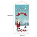 Blue Christmas wall banner with Santa Claus motif and wood frame, 840mm x 400mm size - Ice Blue Santa and Lamp Post Style (1)